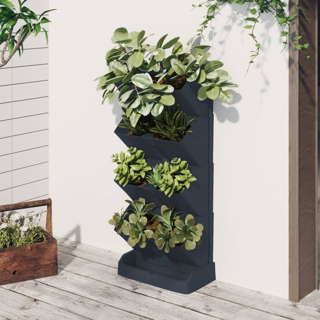 Set Per Piante Giardino Verticale 4 Pz Antracite Polipropilene