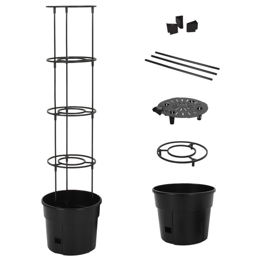 Vaso A Torre Per Pomodori Antracite Ø29,5X115 Cm Polipropilene