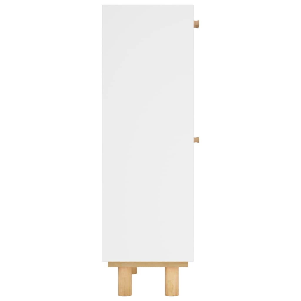 Scarpiera Bianca 52X25X80Cm Legno Multistrato E Rattan Naturale Bianco