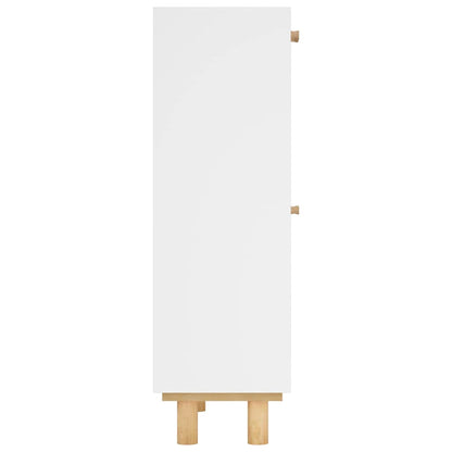 Scarpiera Bianca 52X25X80Cm Legno Multistrato E Rattan Naturale Bianco