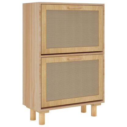 Scarpiera 52X25X80Cm Legno Multistrato E Rattan Naturale Marrone