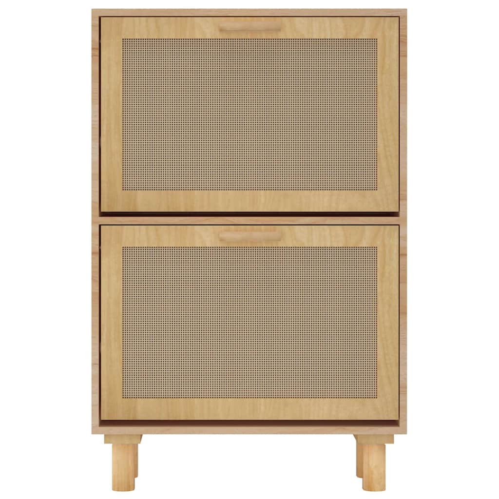 Scarpiera 52X25X80Cm Legno Multistrato E Rattan Naturale Marrone