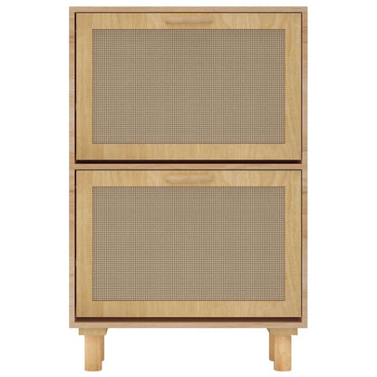 Scarpiera 52X25X80Cm Legno Multistrato E Rattan Naturale Marrone