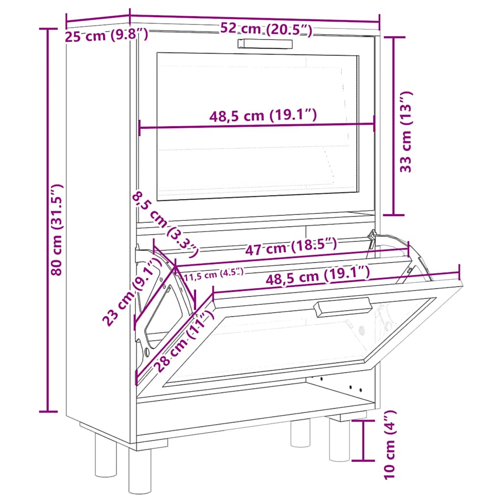 Scarpiera 52X25X80Cm Legno Multistrato E Rattan Naturale Marrone