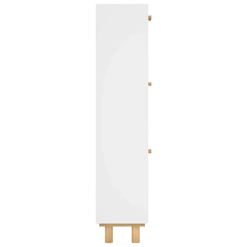 Scarpiera Bianca52X25X115Cm Legno Multistrato E Rattan Naturale Bianco