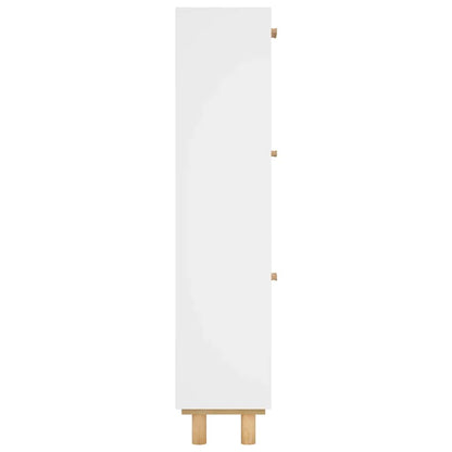 Scarpiera Bianca52X25X115Cm Legno Multistrato E Rattan Naturale Bianco