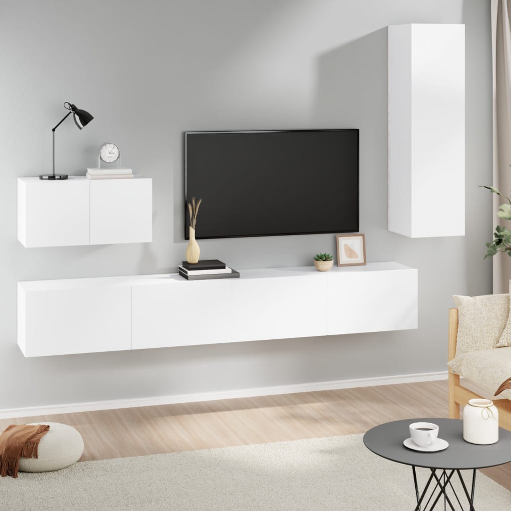 Set Di Mobili Porta Tv 4 Pz In Legno Multistrato