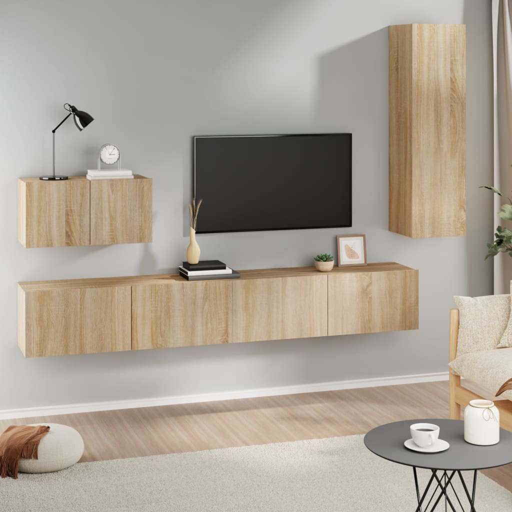 Set Di Mobili Porta Tv 4 Pz In Legno Multistrato