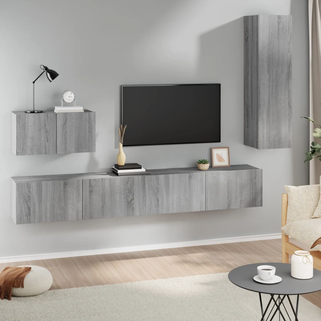Set Di Mobili Porta Tv 4 Pz In Legno Multistrato