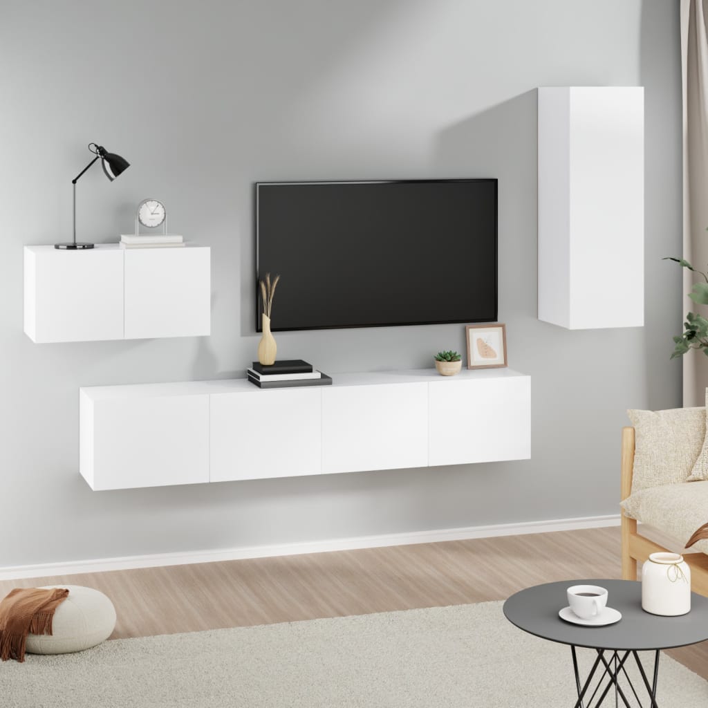 Set Di Mobili Porta Tv 4 Pz In Legno Multistrato