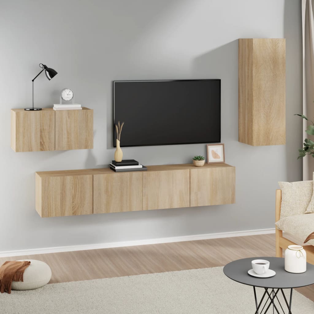 Set Di Mobili Porta Tv 4 Pz In Legno Multistrato
