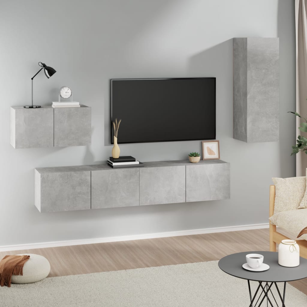 Set Di Mobili Porta Tv 4 Pz In Legno Multistrato