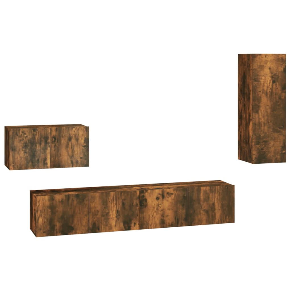Set Di Mobili Porta Tv 4 Pz In Legno Multistrato