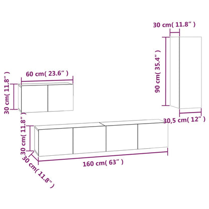 Set Di Mobili Porta Tv 4 Pz In Legno Multistrato