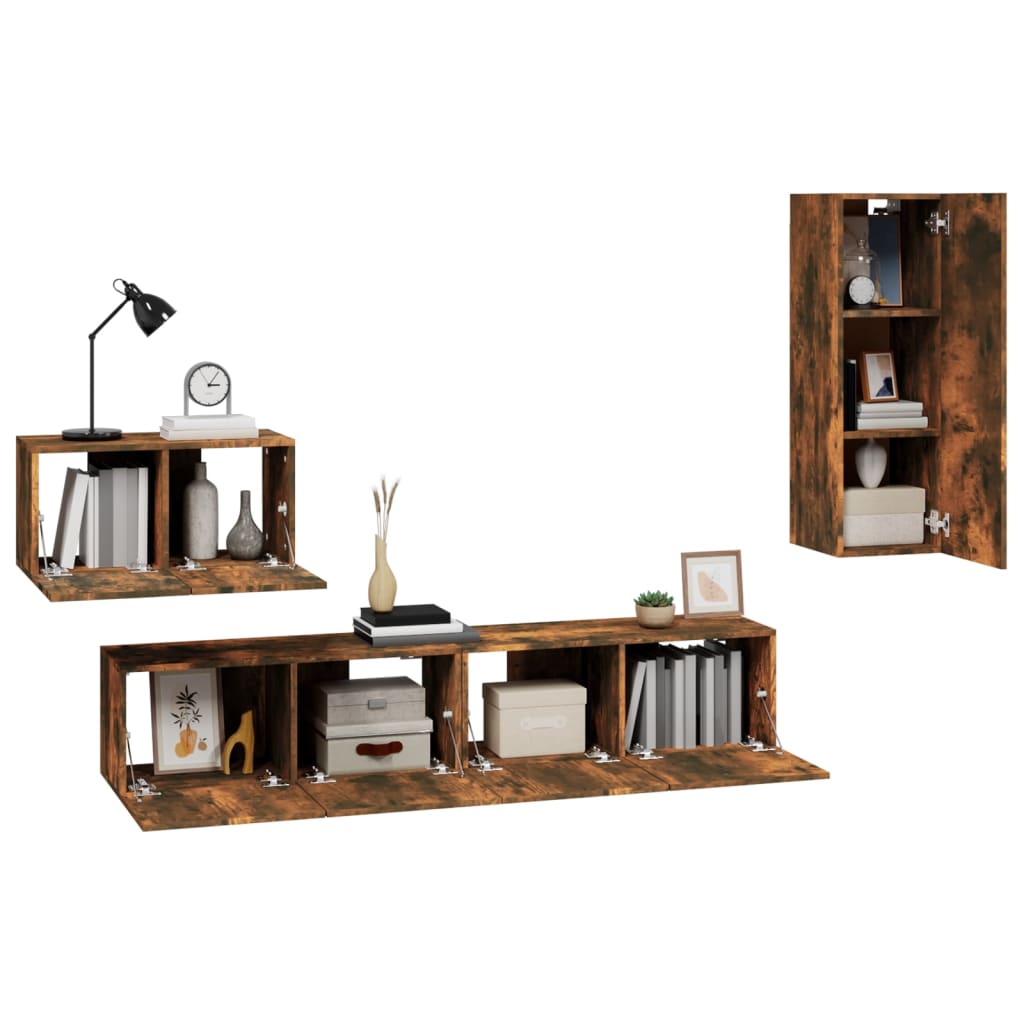 Set Di Mobili Porta Tv 4 Pz In Legno Multistrato
