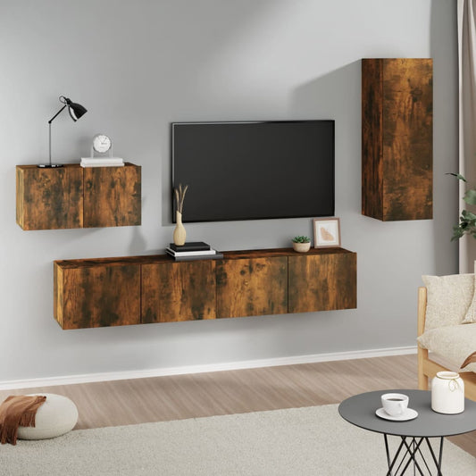 Set Di Mobili Porta Tv 4 Pz In Legno Multistrato