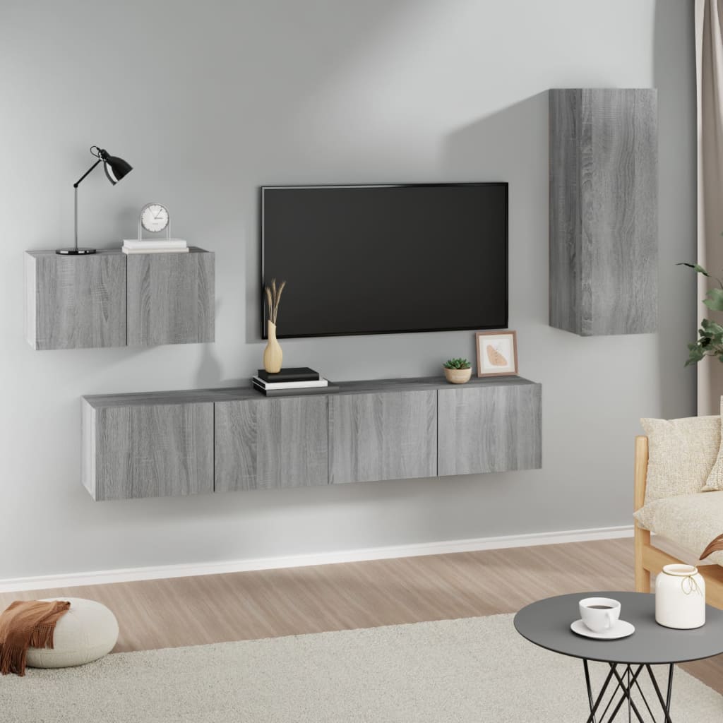 Set Di Mobili Porta Tv 4 Pz In Legno Multistrato