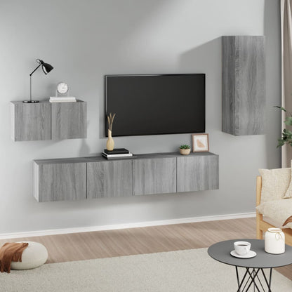 Set Di Mobili Porta Tv 4 Pz In Legno Multistrato