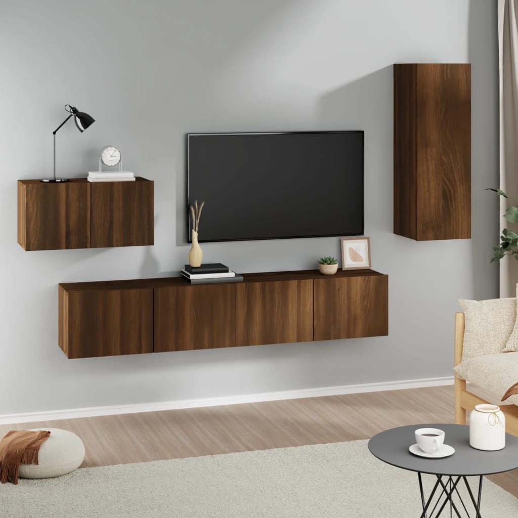 Set Di Mobili Porta Tv 4 Pz In Legno Multistrato