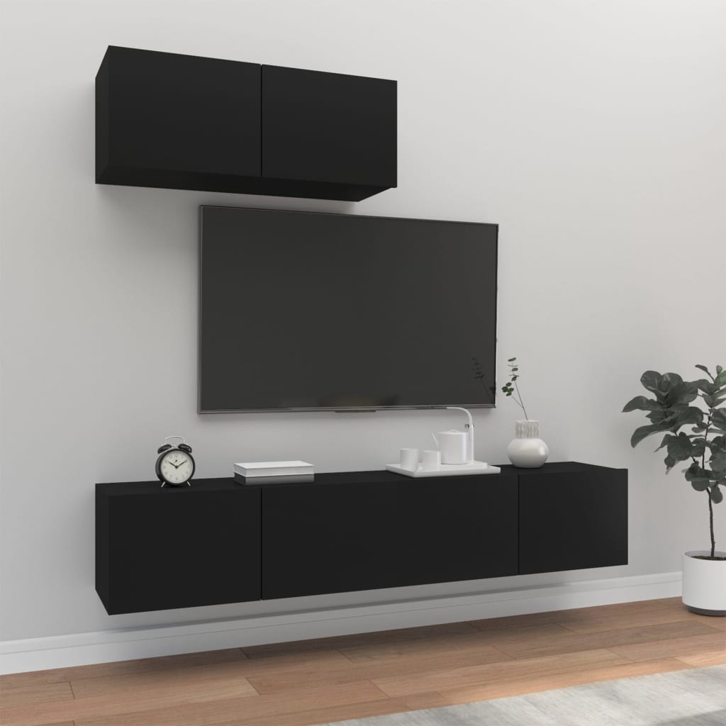 Set Mobile Tv 3 Pz Montato A Parete Rovere In Truciolato