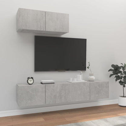 Set Mobile Tv 3 Pz Montato A Parete Rovere In Truciolato