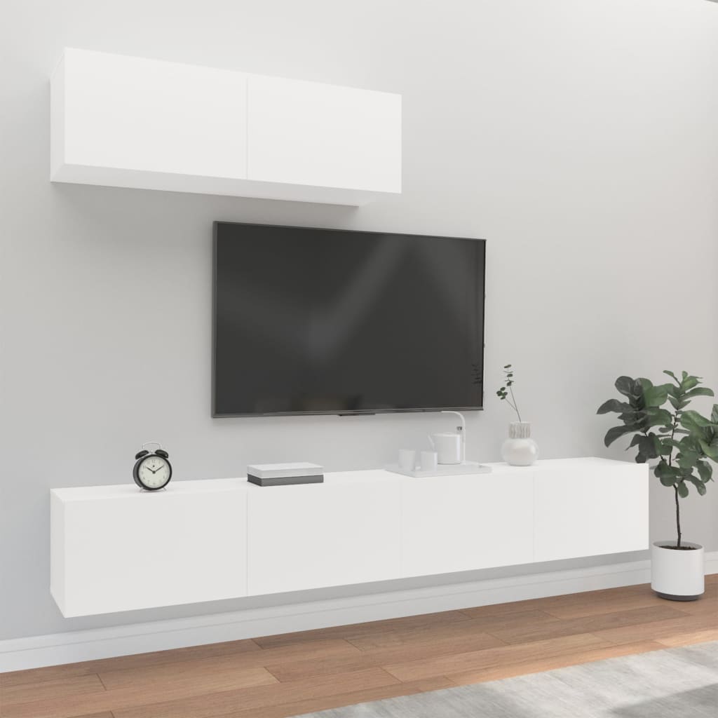 Set Mobile Tv 3 Pz Montato A Parete Rovere In Truciolato