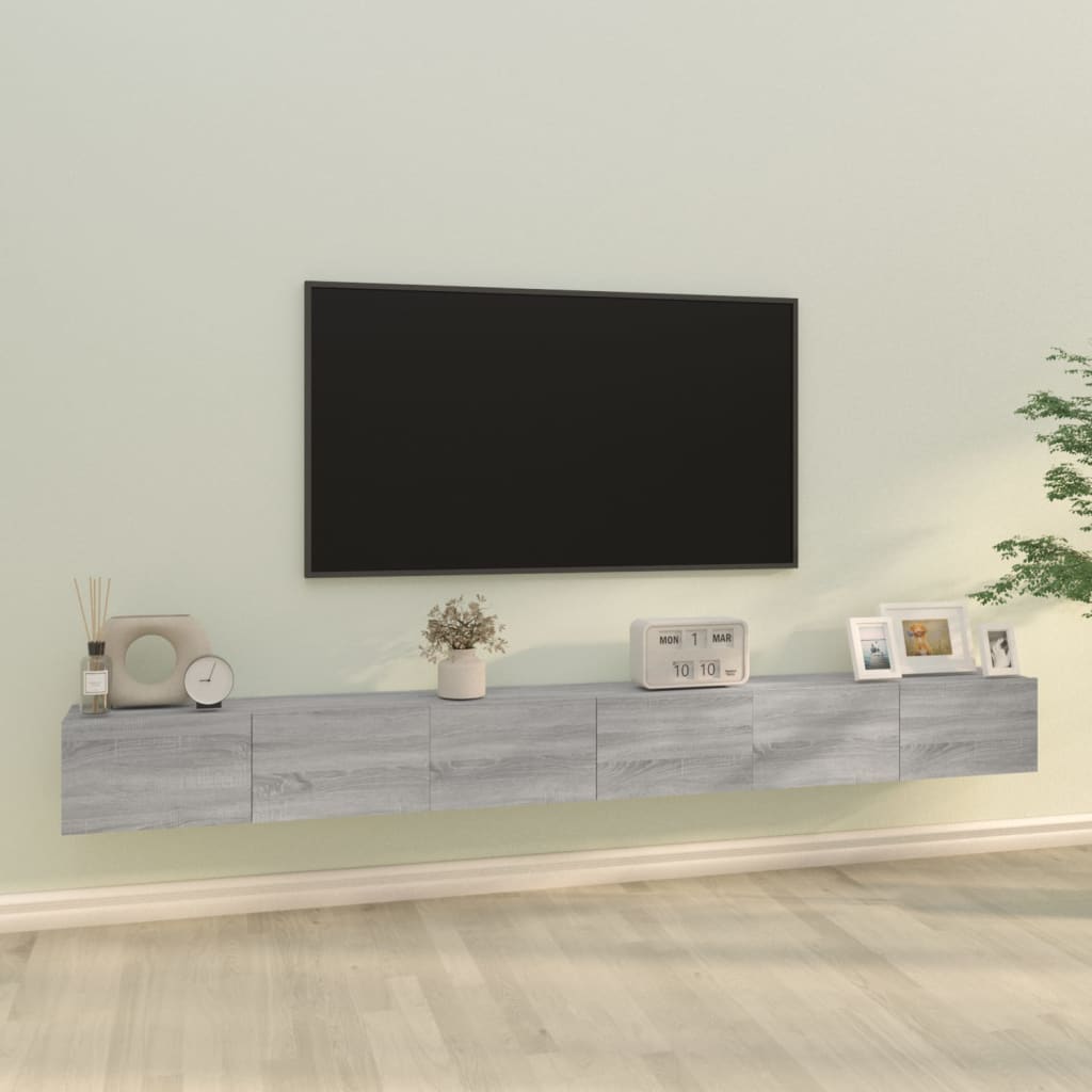 Set Mobile Tv 3 Pz Montato A Parete Rovere In Truciolato