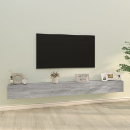 Set Mobile Tv 3 Pz Montato A Parete Rovere In Truciolato