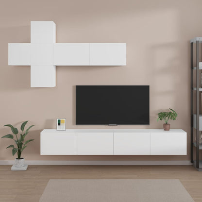 Set Mobile Tv 7 Pz Montato A Parete Rovere In Legno Multistrato