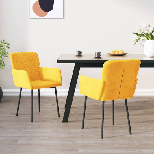 Sedie Da Pranzo 2 Pz Gialle In Velluto