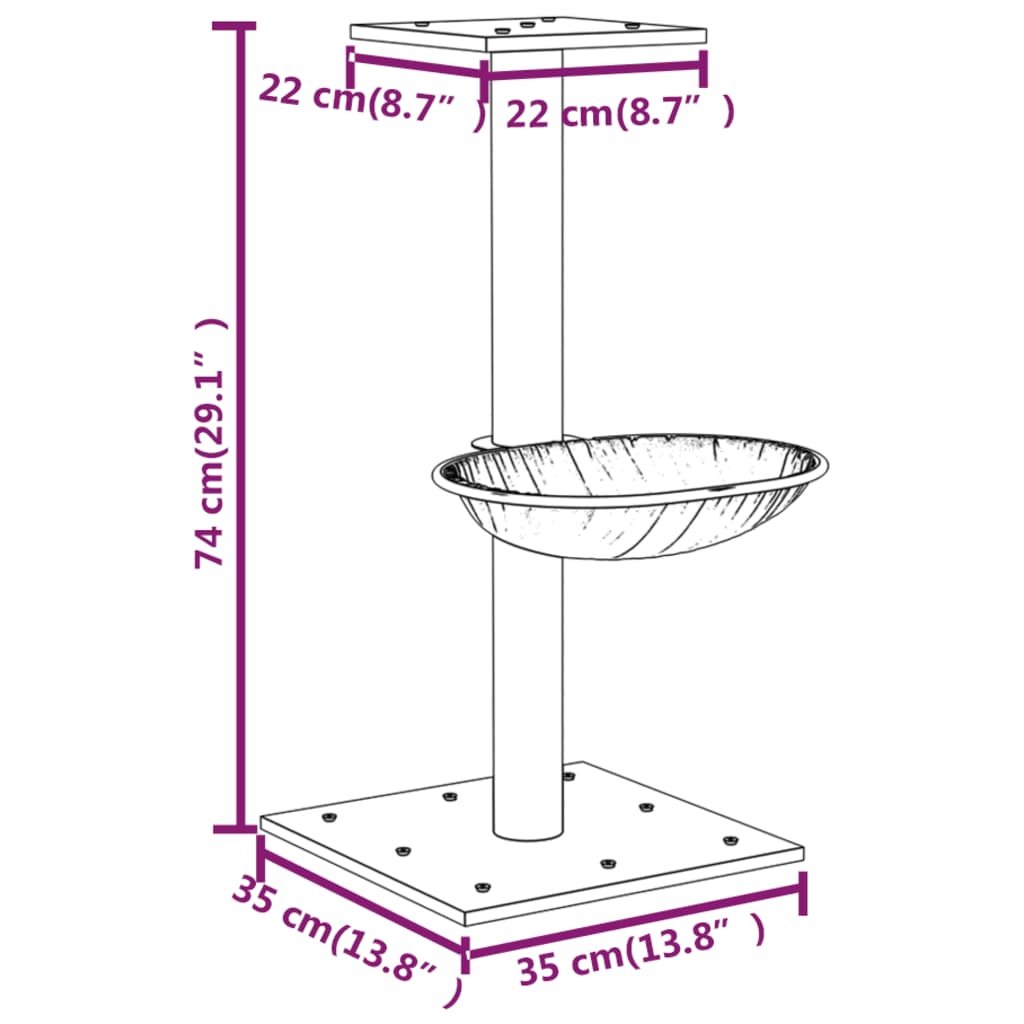 Albero Per Gatti Con Palo Tiragraffi Sisal 74 Cm