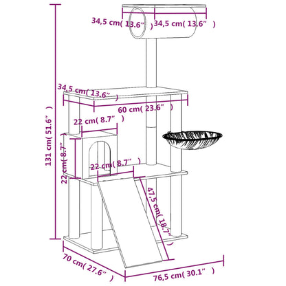 Albero Per Gatti Con Tiragraffi In Sisal 131 Cm