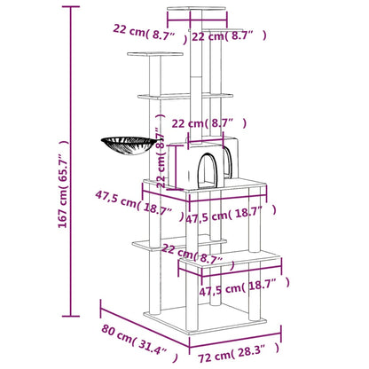 Albero Per Gatti Con Tiragraffi In Sisal 167 Cm