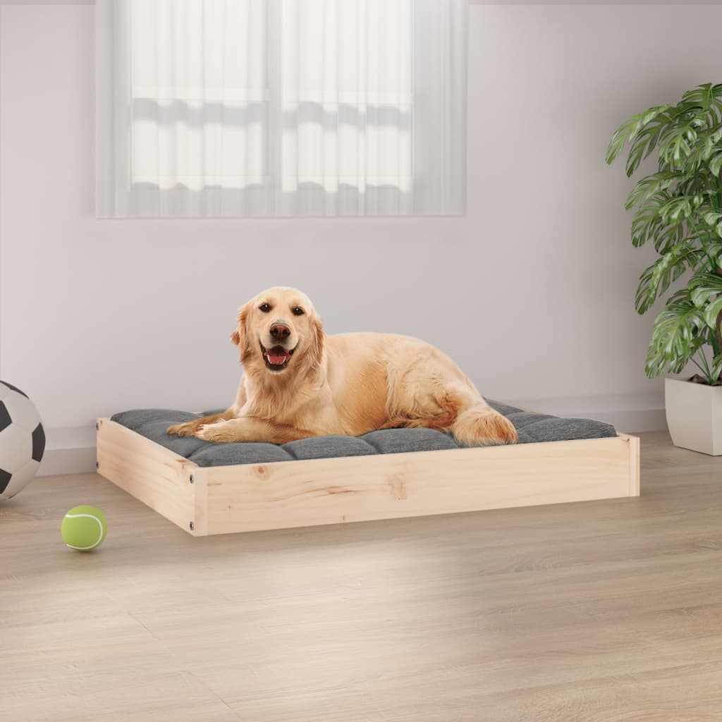 Cuccia Per Cani Bianca 91,5X64X9 Cm In Legno Massello Di Pino