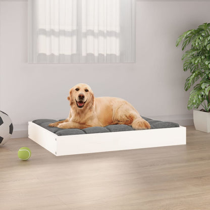 Cuccia Per Cani Bianca 91,5X64X9 Cm In Legno Massello Di Pino