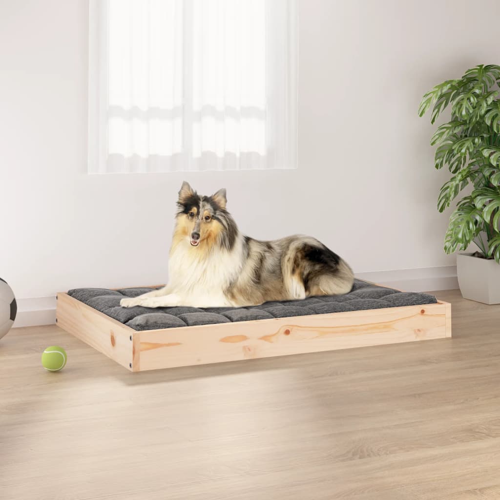 Cuccia Per Cani Bianca 91,5X64X9 Cm In Legno Massello Di Pino