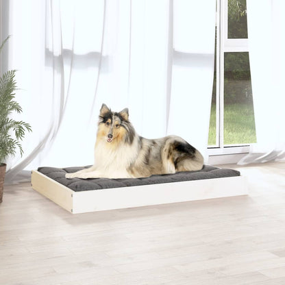 Cuccia Per Cani Bianca 91,5X64X9 Cm In Legno Massello Di Pino