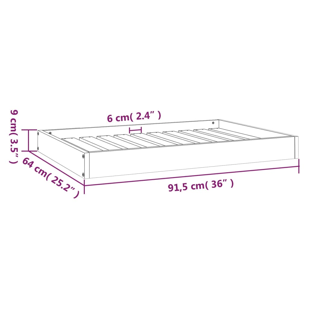 Cuccia Per Cani Bianca 91,5X64X9 Cm In Legno Massello Di Pino