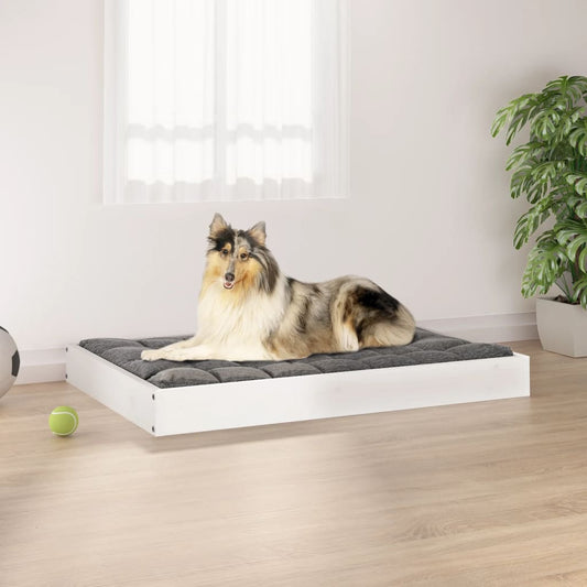 Cuccia Per Cani Bianca 91,5X64X9 Cm In Legno Massello Di Pino