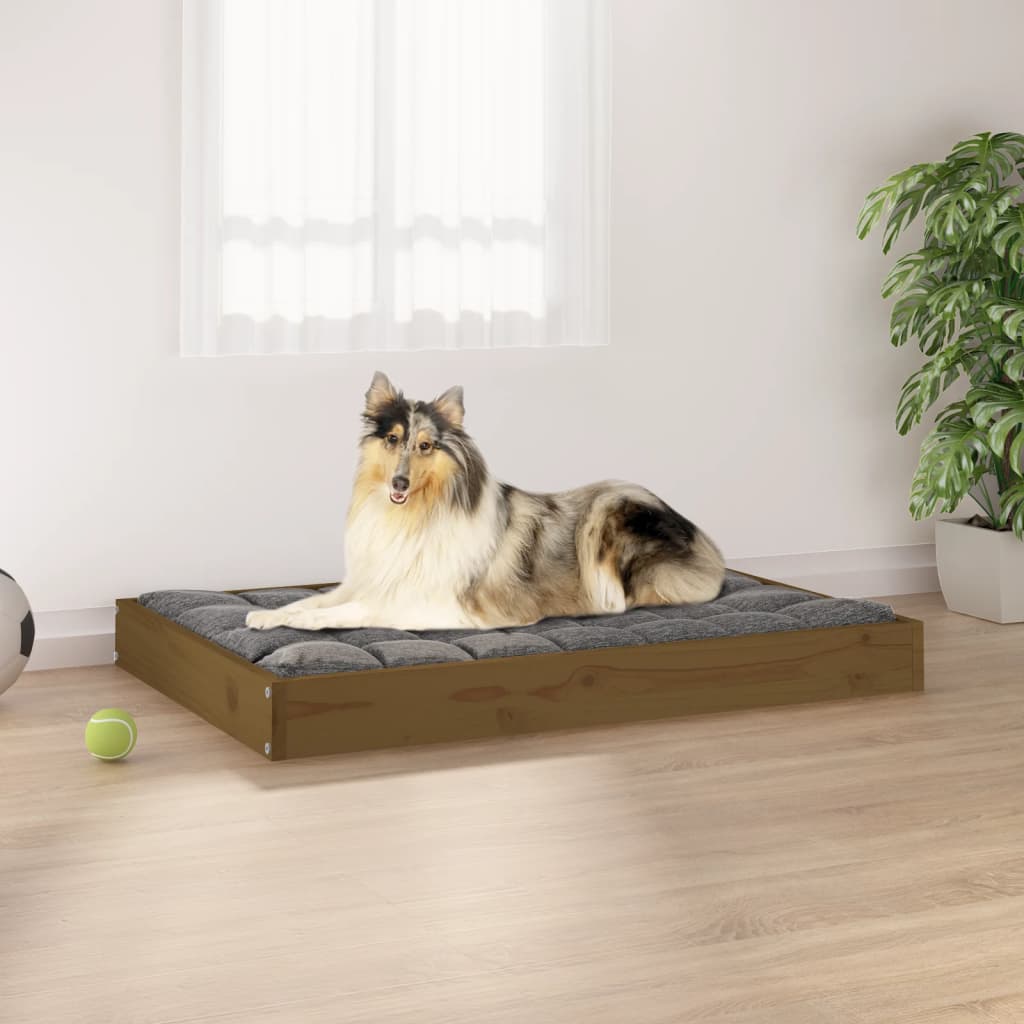 Cuccia Per Cani Bianca 91,5X64X9 Cm In Legno Massello Di Pino