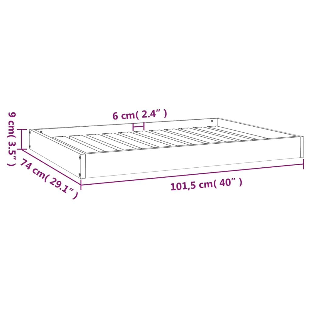 Cuccia Per Cani Ambrata 101,5X74X9 Cm In Legno Massello Di Pino