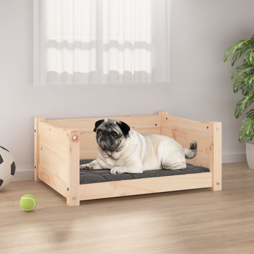 Cuccia Per Cani Bianca 95,5X65,5X28Cm In Legno Massello Di Pino