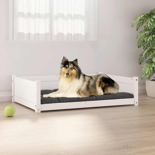 Cuccia Per Cani Bianca 95,5X65,5X28Cm In Legno Massello Di Pino