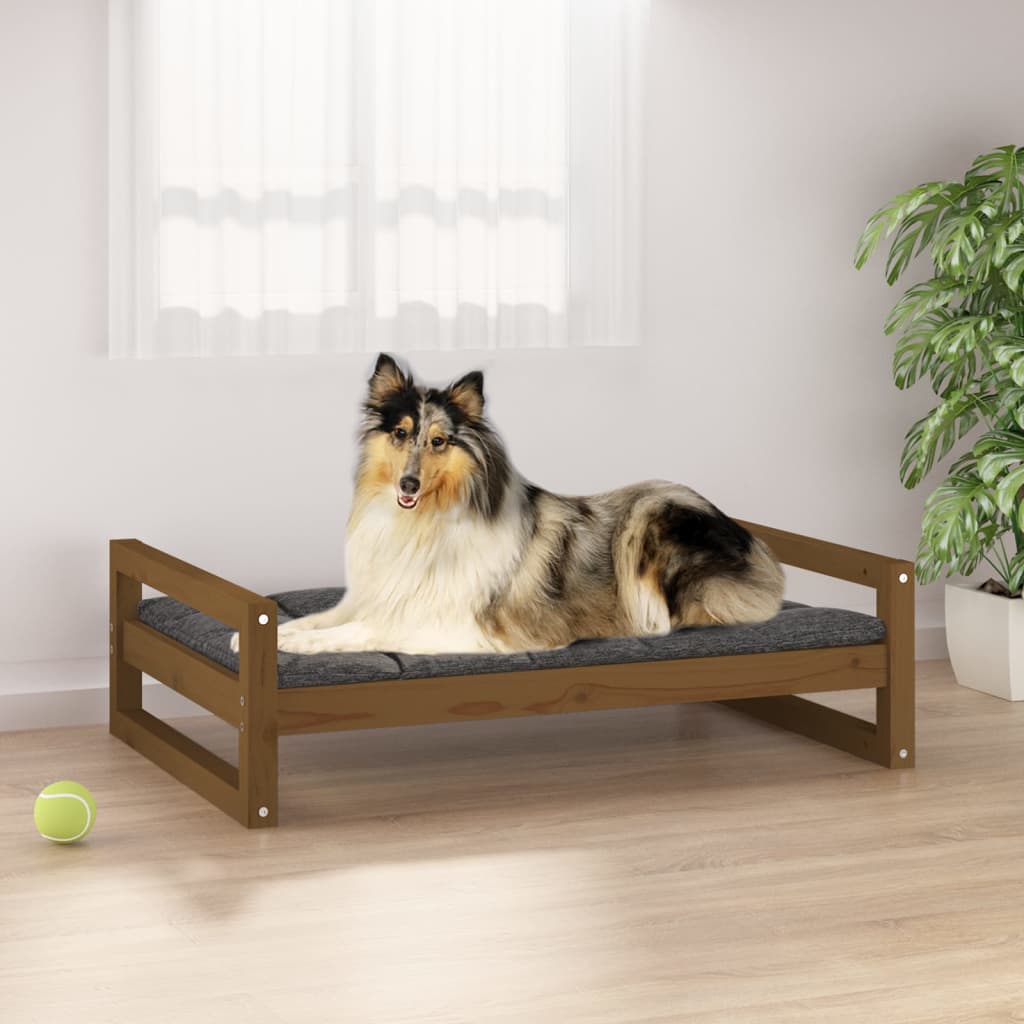 Cuccia Per Cani 105,5X75,5X28 Cm In Legno Massello Di Pino