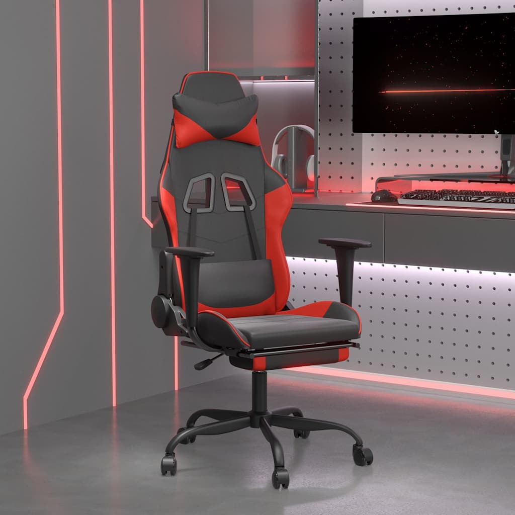 Sedia Da Gaming Massaggiante Poggiapiedi Similpelle