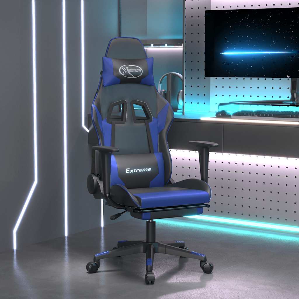 Sedia Da Gaming Massaggiante Poggiapiedi Similpelle