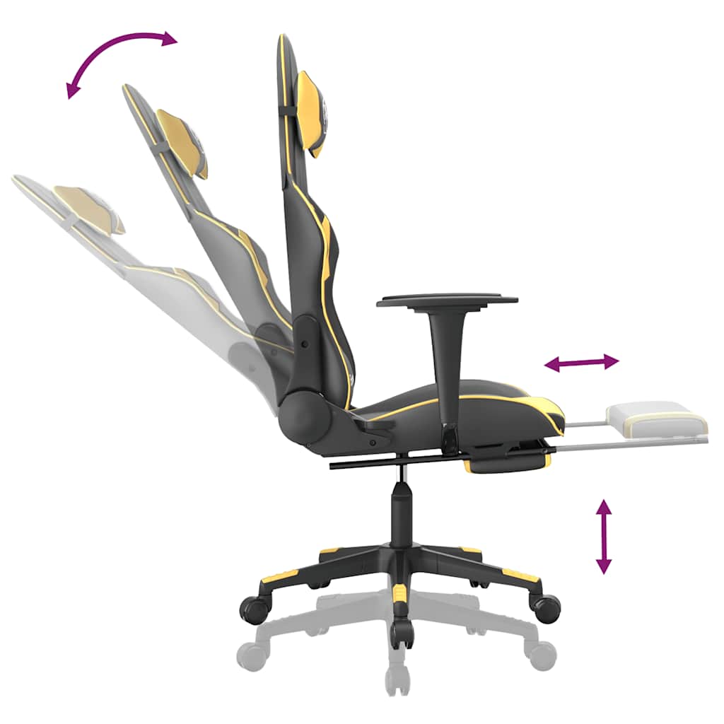 Sedia Da Gaming Massaggiante Poggiapiedi Similpelle