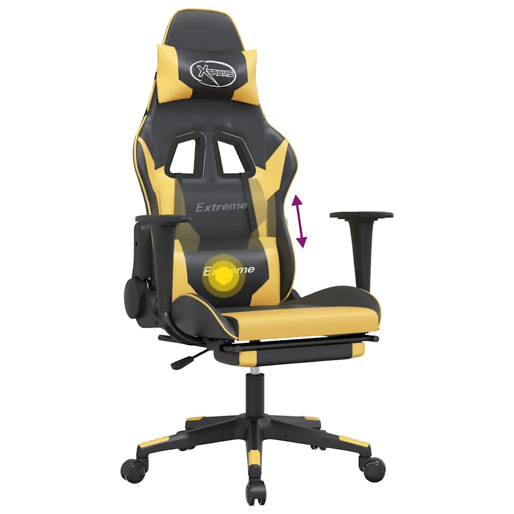 Sedia Da Gaming Massaggiante Poggiapiedi Similpelle