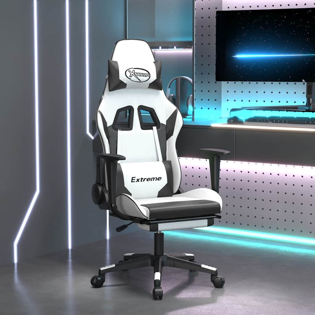 Sedia Da Gaming Massaggiante Poggiapiedi Similpelle