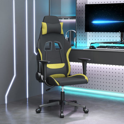 Sedia Da Gaming Massaggio E Poggiapiedi Tessuto Nero E